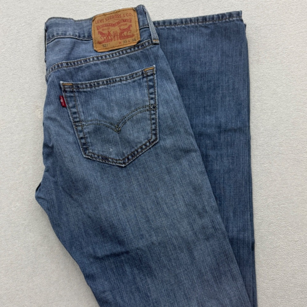Levis 527 Slim Bootcut Jeans Mens 30x34 Blue Medium Wash Denim Casual